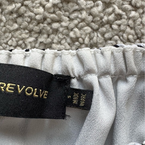 House of Harlow Bree crop top Black and White ruffle stripped off shoulder small - Picture 4 of 11